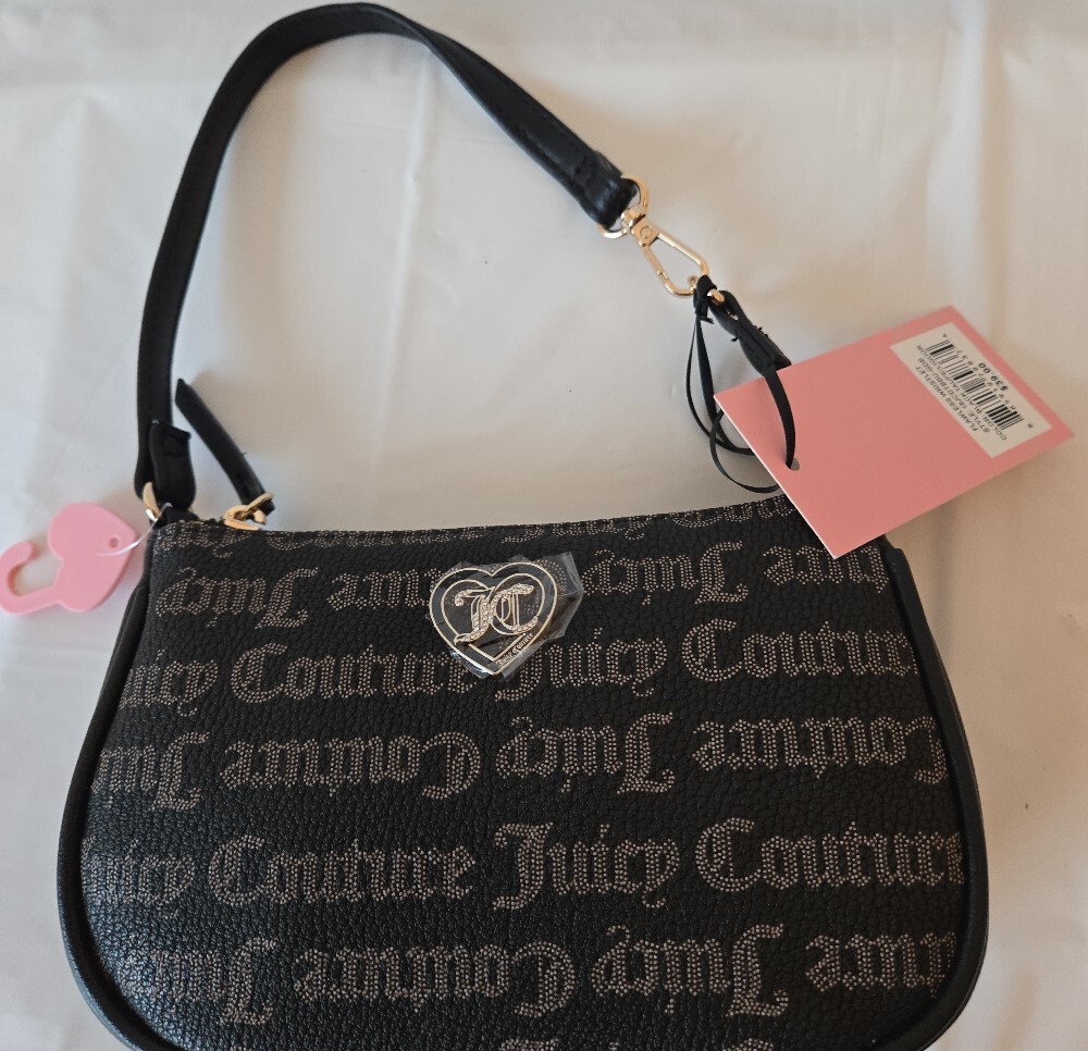 Juicy Couture Gothic Script Wristlet with Gold Heart Charm - Picture 3 of 8